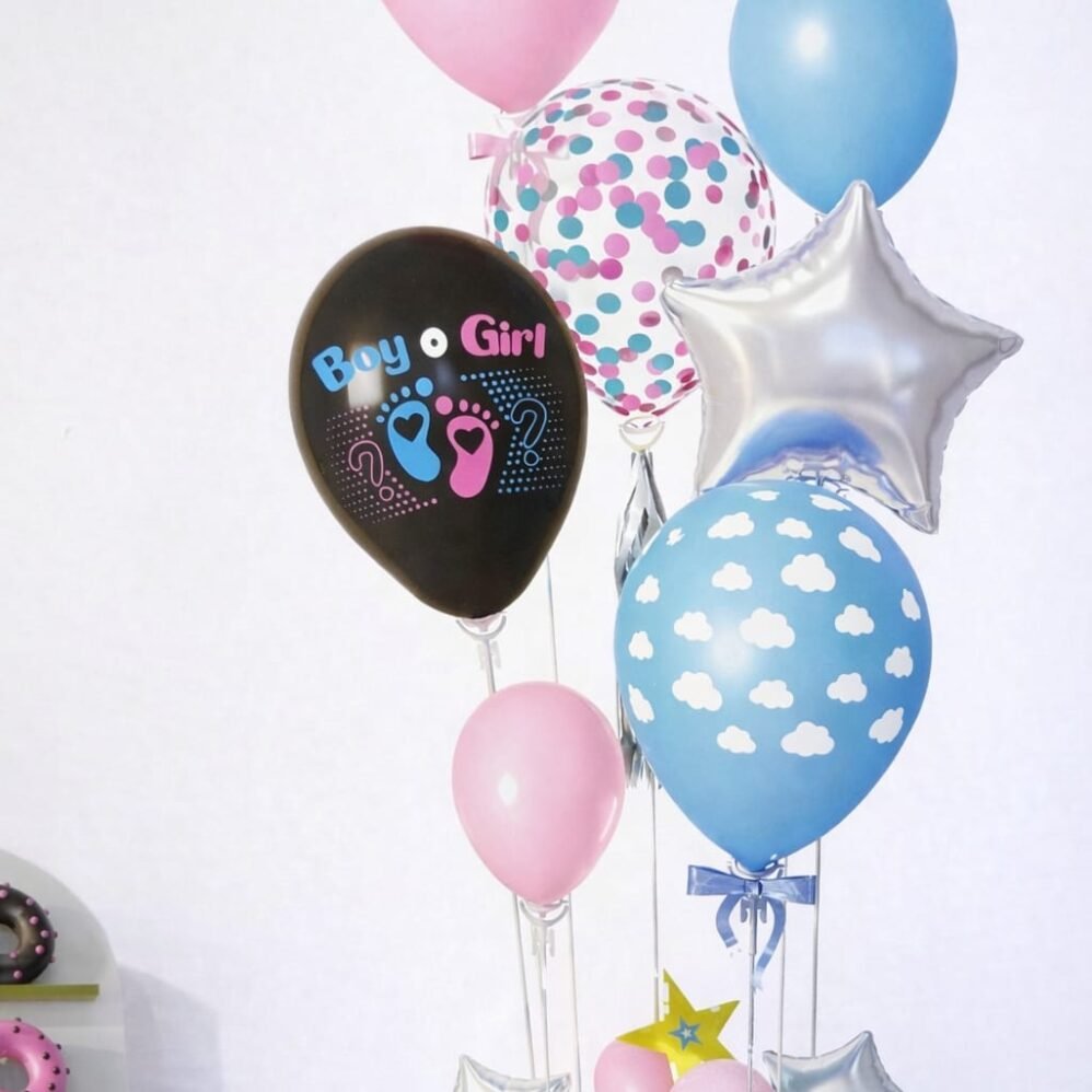 Balon Standı - Cinsiyet Balon Standı Pembe Baby Shower Masaüstü Dekor Kutu (Balonsuz)