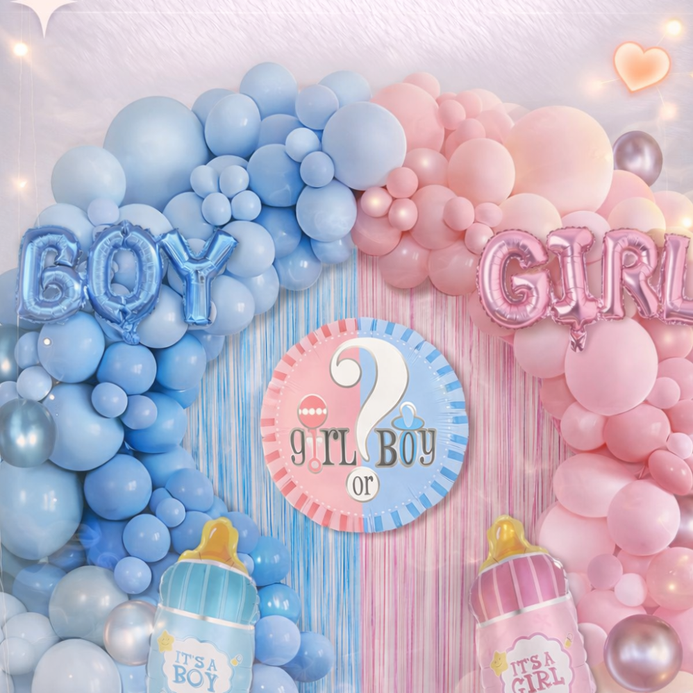 62 Parça Cinsiyet Balon Konsepti - Baby Shower Seti ENG-B1081