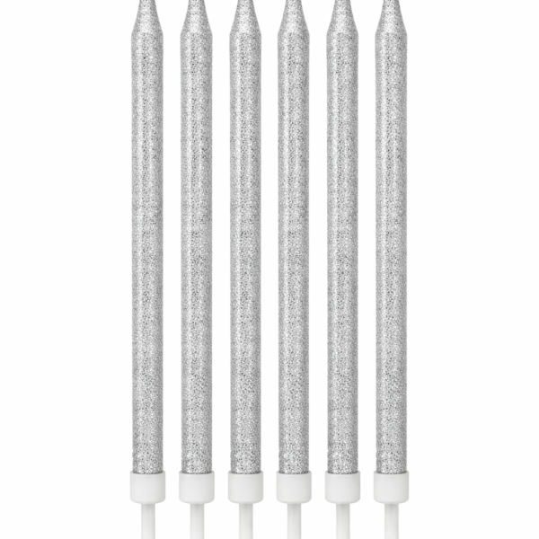 6'Lı Gümüş Simli Mum