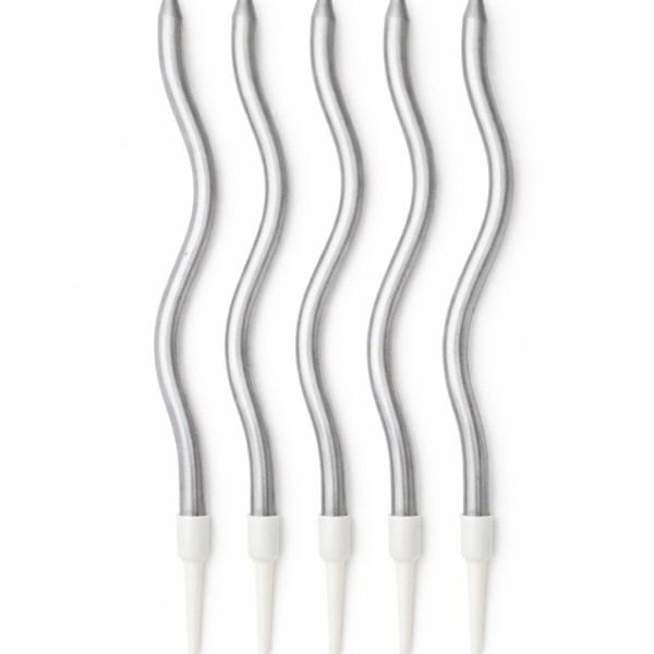 5'Li Gümüş Renk Kıvrımlı Mum