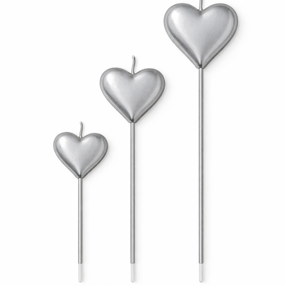 3 'Lü Boy Boy Gümüş Renk Mum