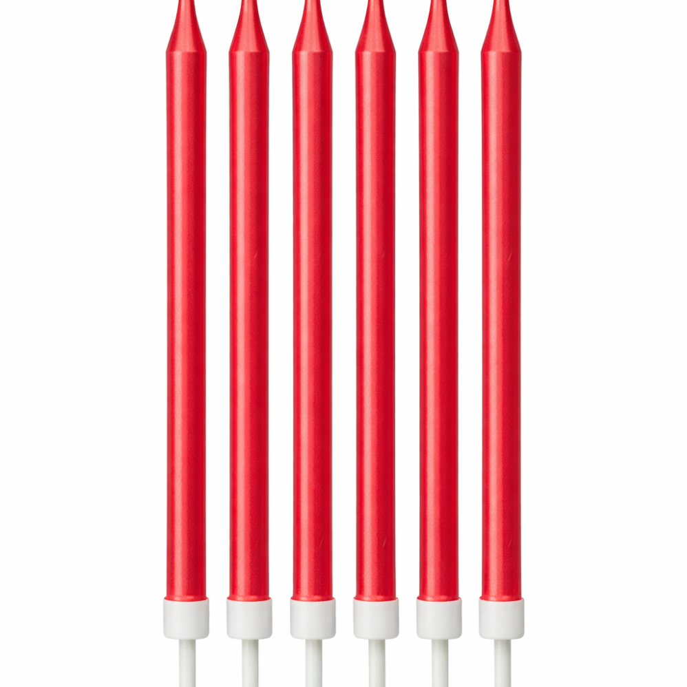 6'Lı Sade Model Kırmızı Mum