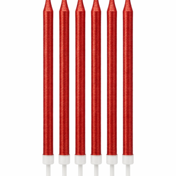 6'Lı Kırmızı Simli Mum