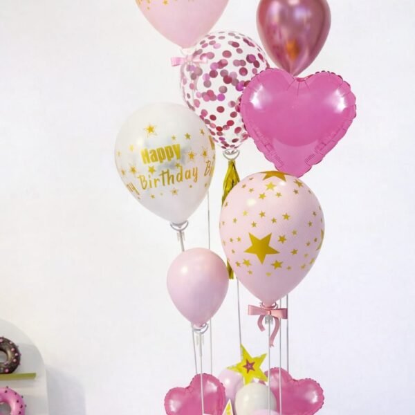 Pembe Girl Doğum Günü Balon Standı (Balonsuz)