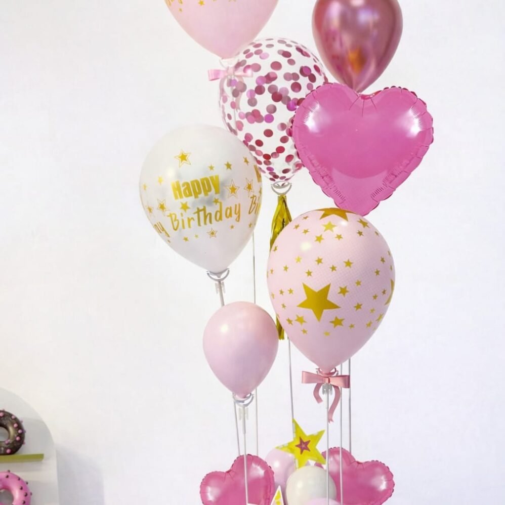 Pembe Girl Doğum Günü Balon Standı (Balonsuz)