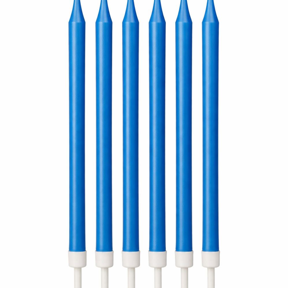 6'Lı Sade Model Mavi Mum