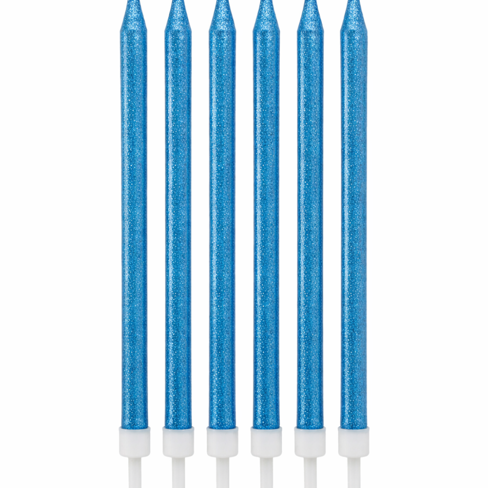 6'Lı Mavi Simli Mum