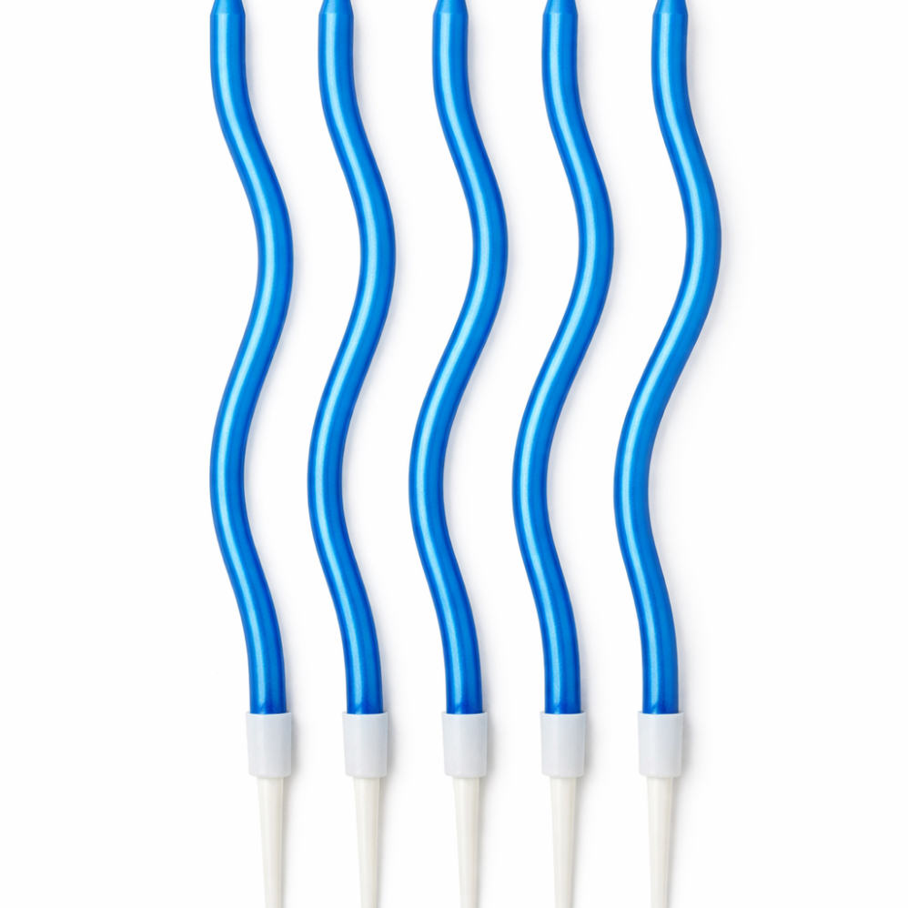 5'Li Mavi Renk Kıvrımlı Mum