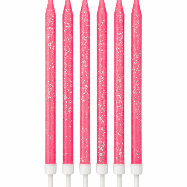 6'Lı Pembe Simli Mum