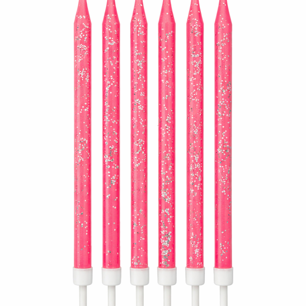 6'Lı Pembe Simli Mum