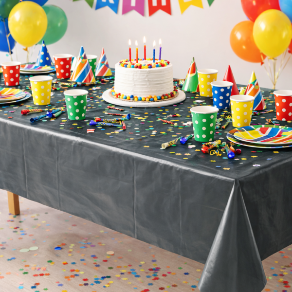 Antrasit Tek Kullanımlık Plastik Masa Örtüsü