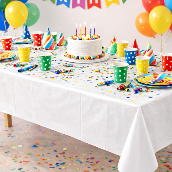 Beyaz Tek Kullanımlık Plastik Masa Örtüsü