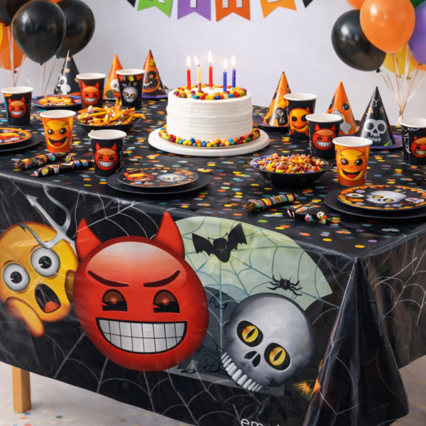 Emoji Desenli Plastik Masa Örtüsü