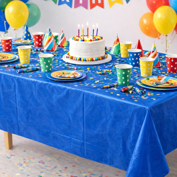 Mavi Tek Kullanımlık Plastik Masa Örtüsü