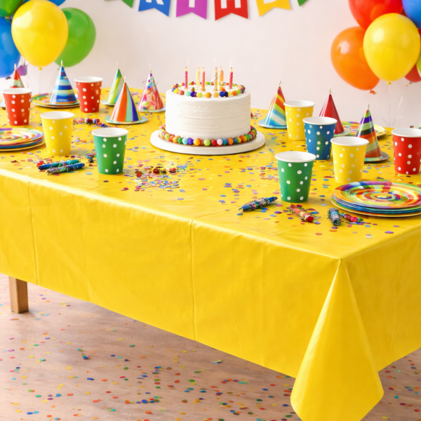Sarı Tek Kullanımlık Plastik Masa Örtüsü
